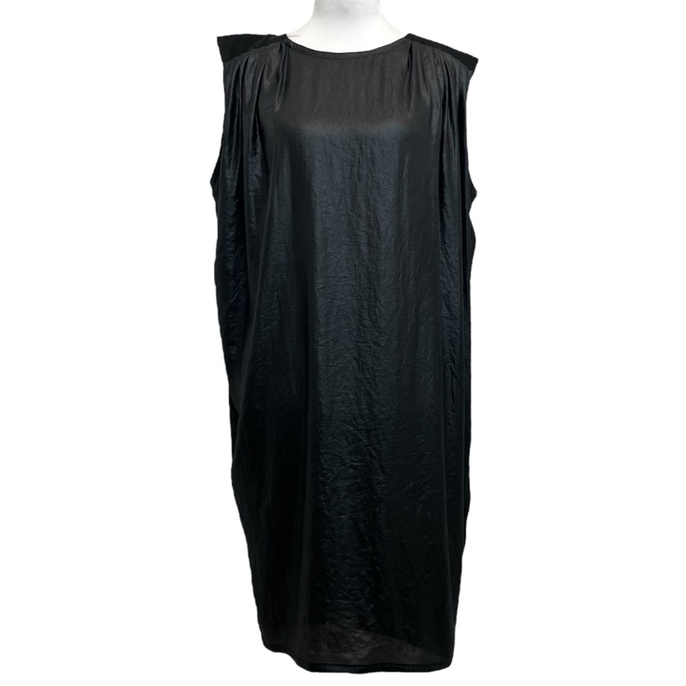 Northern Star Vintage Black Liquid Shine Sleeveless Baggy Goth Shift Dress